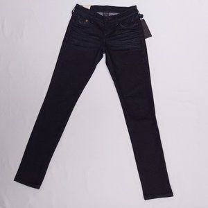 True Religion Casey Jeans Womens 25 Skinny Black Denim Distressed Pants NWT New